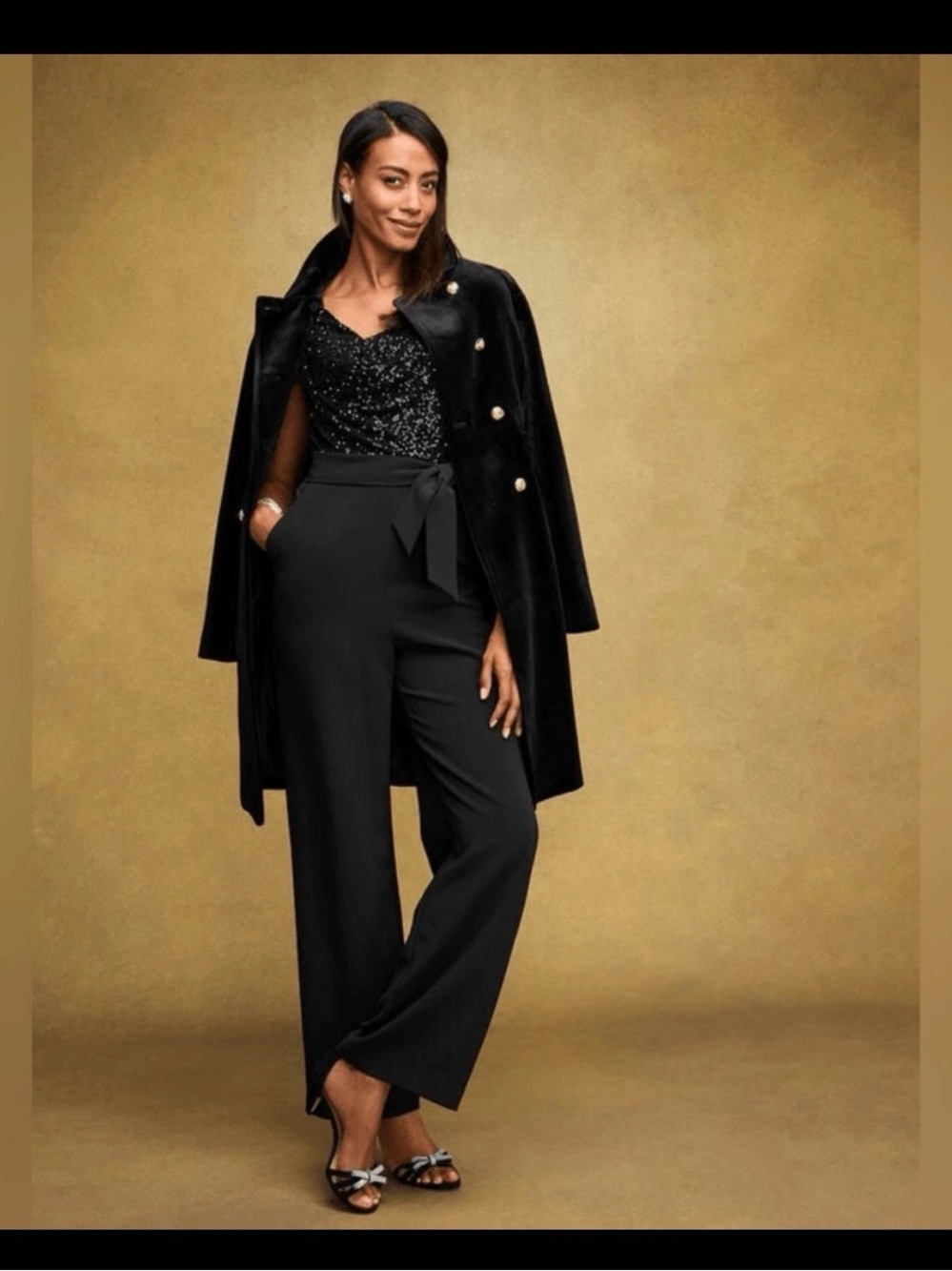 J Crew Peacoat Military Women's 6 Black Velvet Double Breasted Coat Gold Button